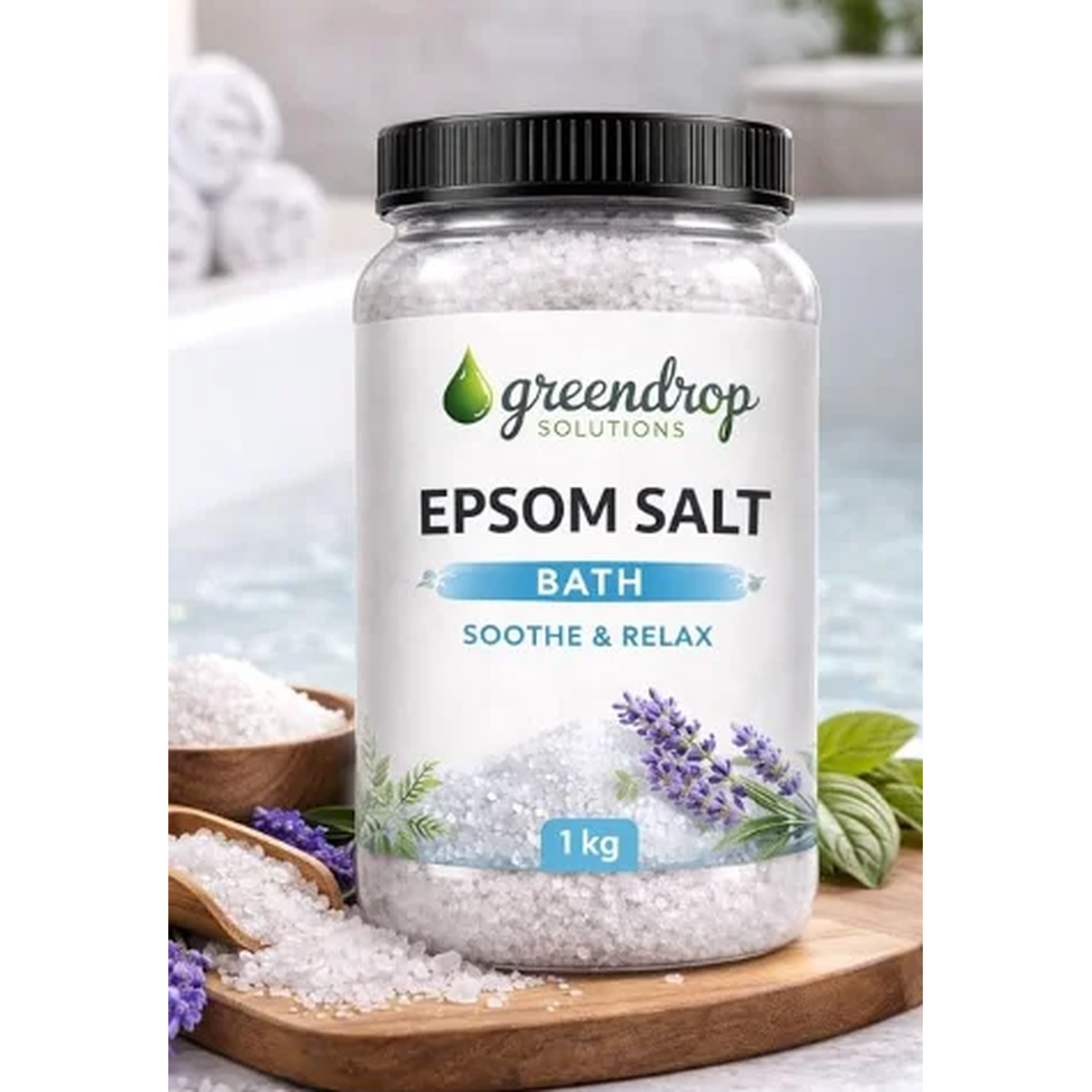 Epsom Bath Salt 1kg | Magnesium Sulphate Crystals | Pain Relief, Detox Bath, Foot Soak, Skin Care | Pure & Natural | No Chemicals