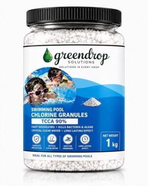 Chlorine Granules for Swimming Pool – 1 KG | 90% TCCA Fast-Dissolving Formula | Kills Bacteria, Virus & Algae | Crystal Clear Pool Water | Pool Shock Treatment (1Kg)